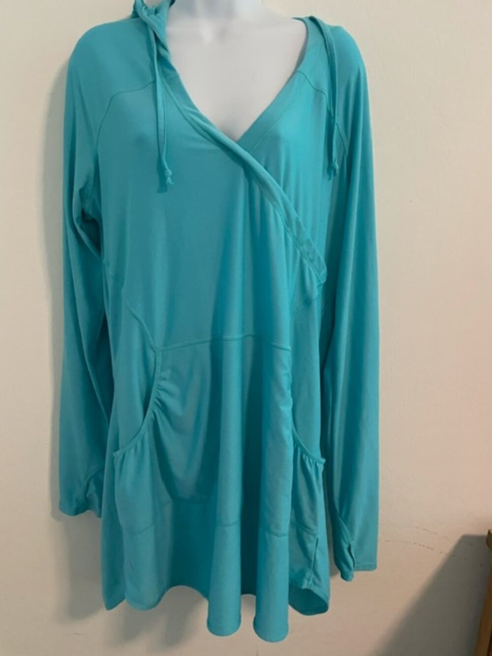 Athleta Wick It Wader Hoodie Womens XL Teal Swimming Cover Up - EUC